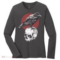 Raven On Skull Women's Long Sleeve Shirt thumb 0