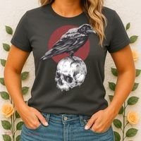 Raven On Skull Women's T-Shirt thumb 2