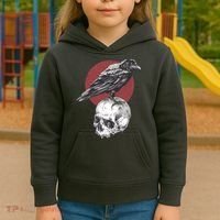 Raven On Skull Kids Hoodie thumb 3