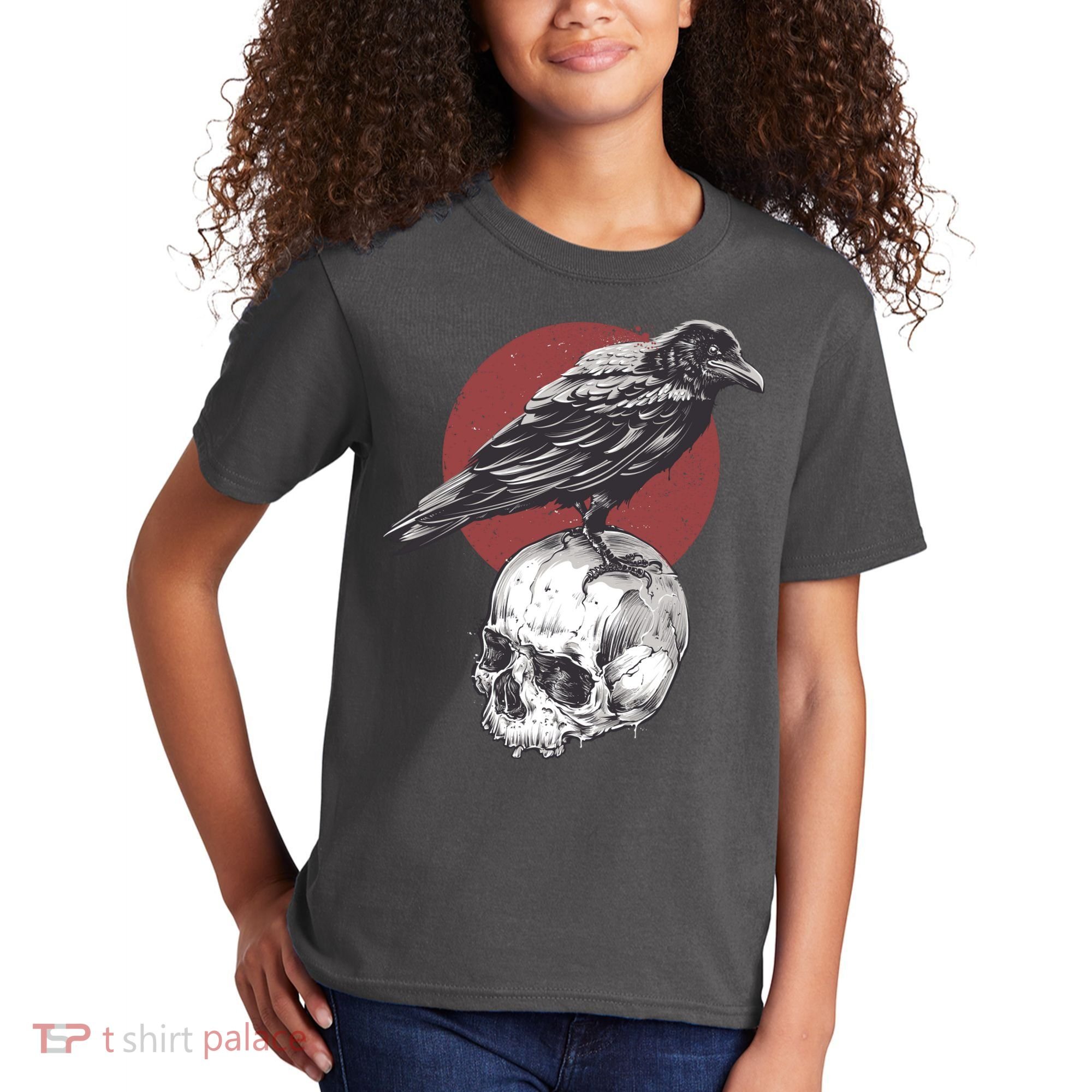 Raven On Skull Kids T-Shirt