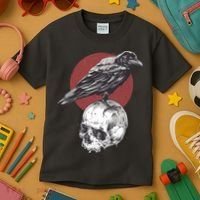 Raven On Skull Kids T-Shirt thumb 3