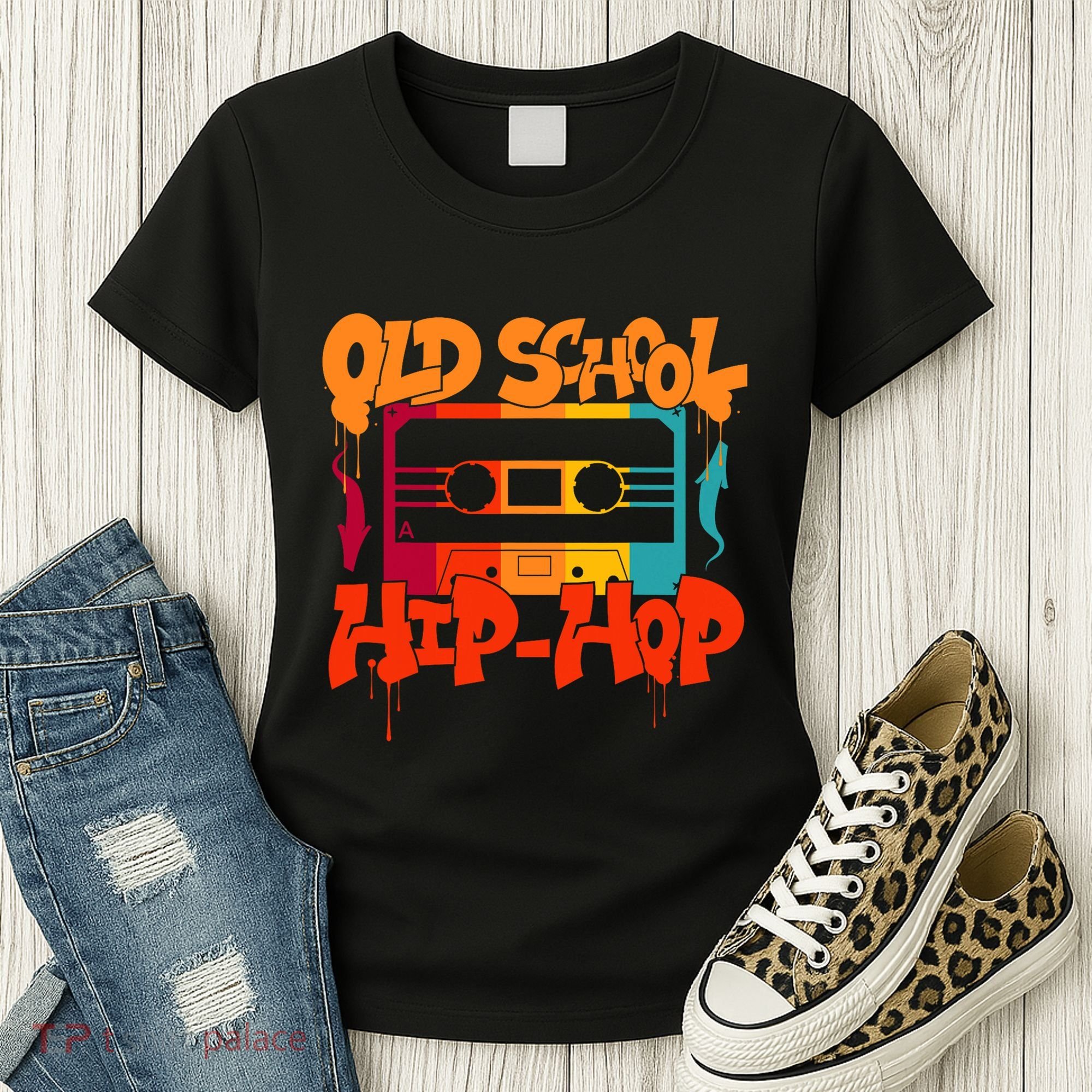 Retro Old School Hip Hop 80s 90s Graffiti Cassette Women's T-Shirt