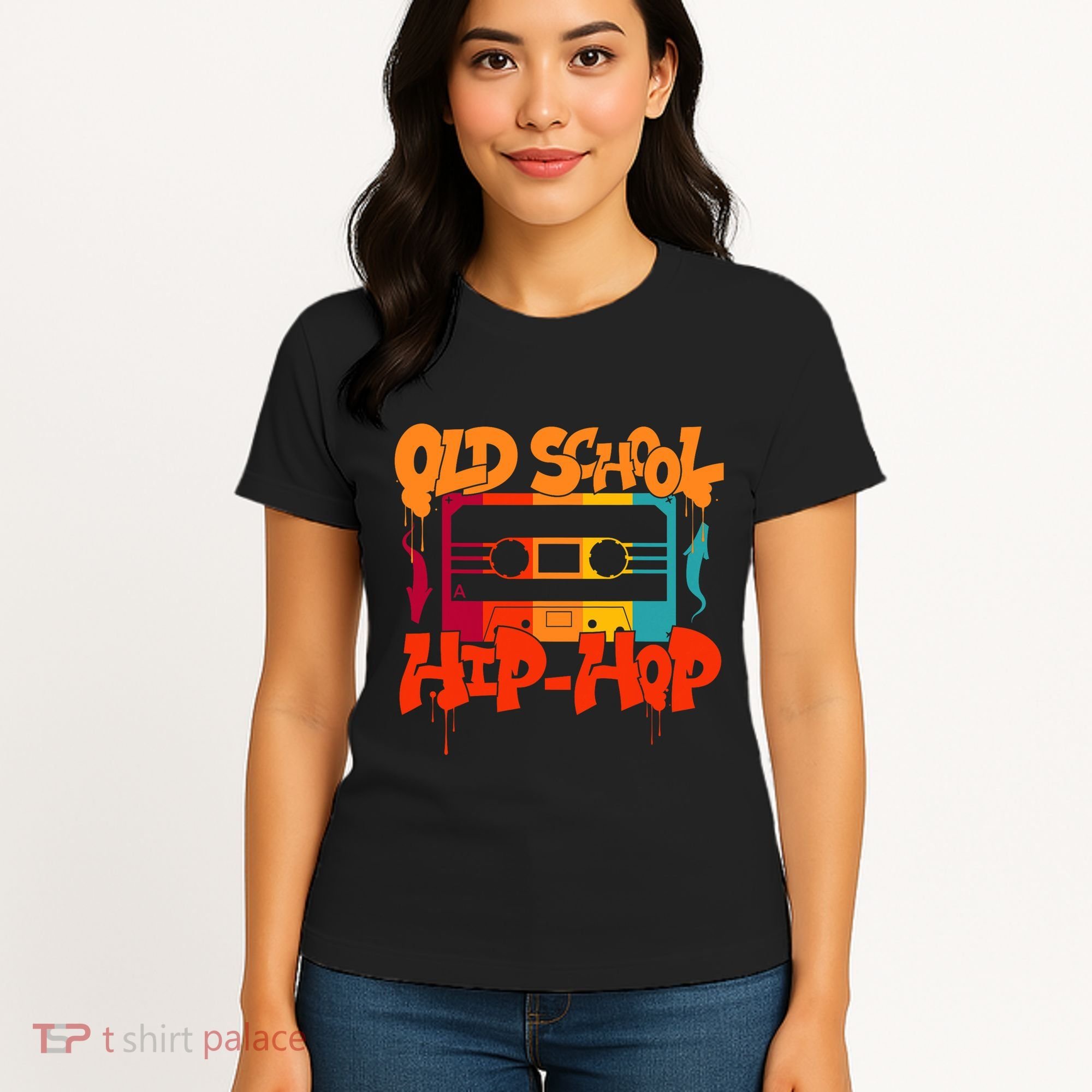Retro Old School Hip Hop 80s 90s Graffiti Cassette Women's T-Shirt