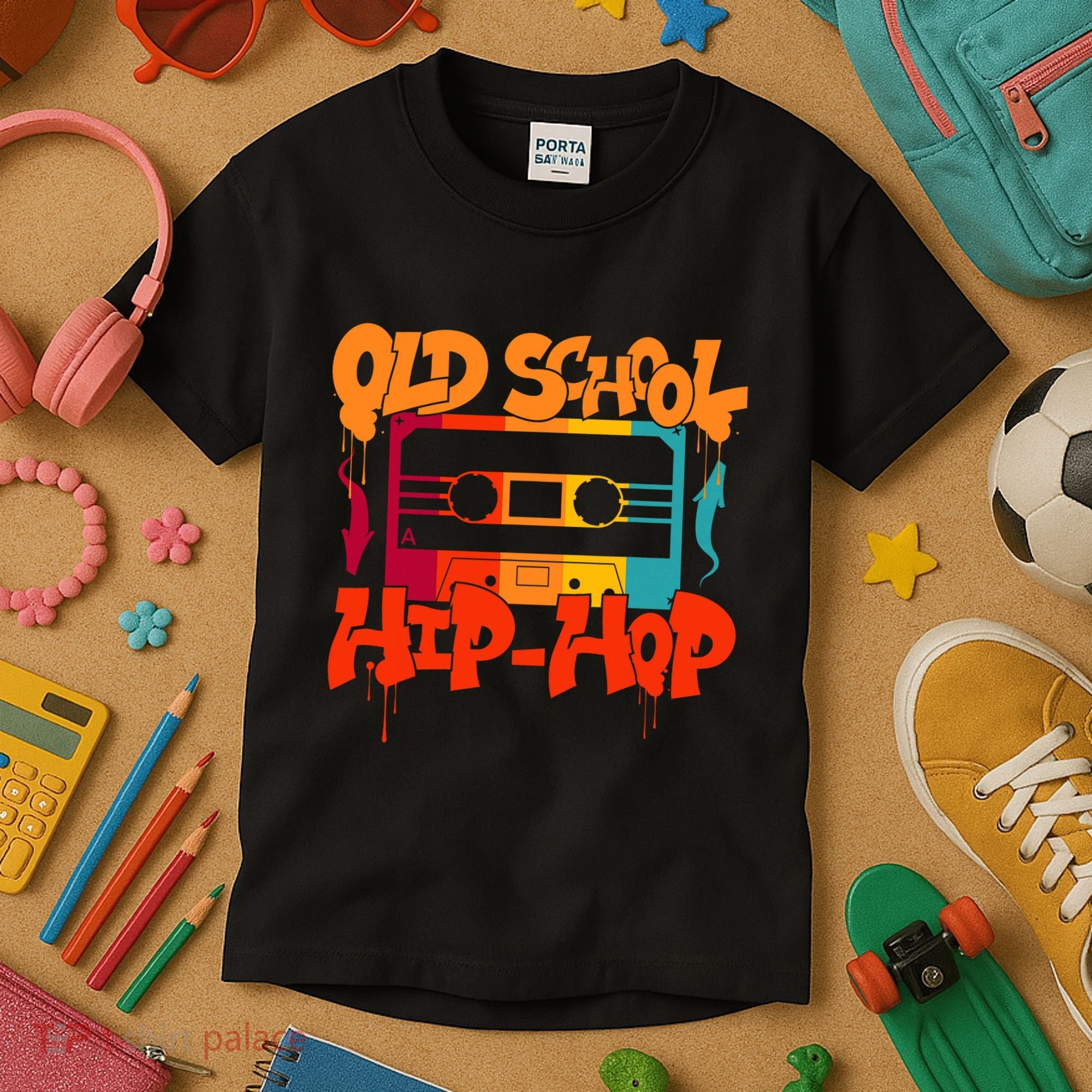 Retro Old School Hip Hop 80s 90s Graffiti Cassette Kids T-Shirt