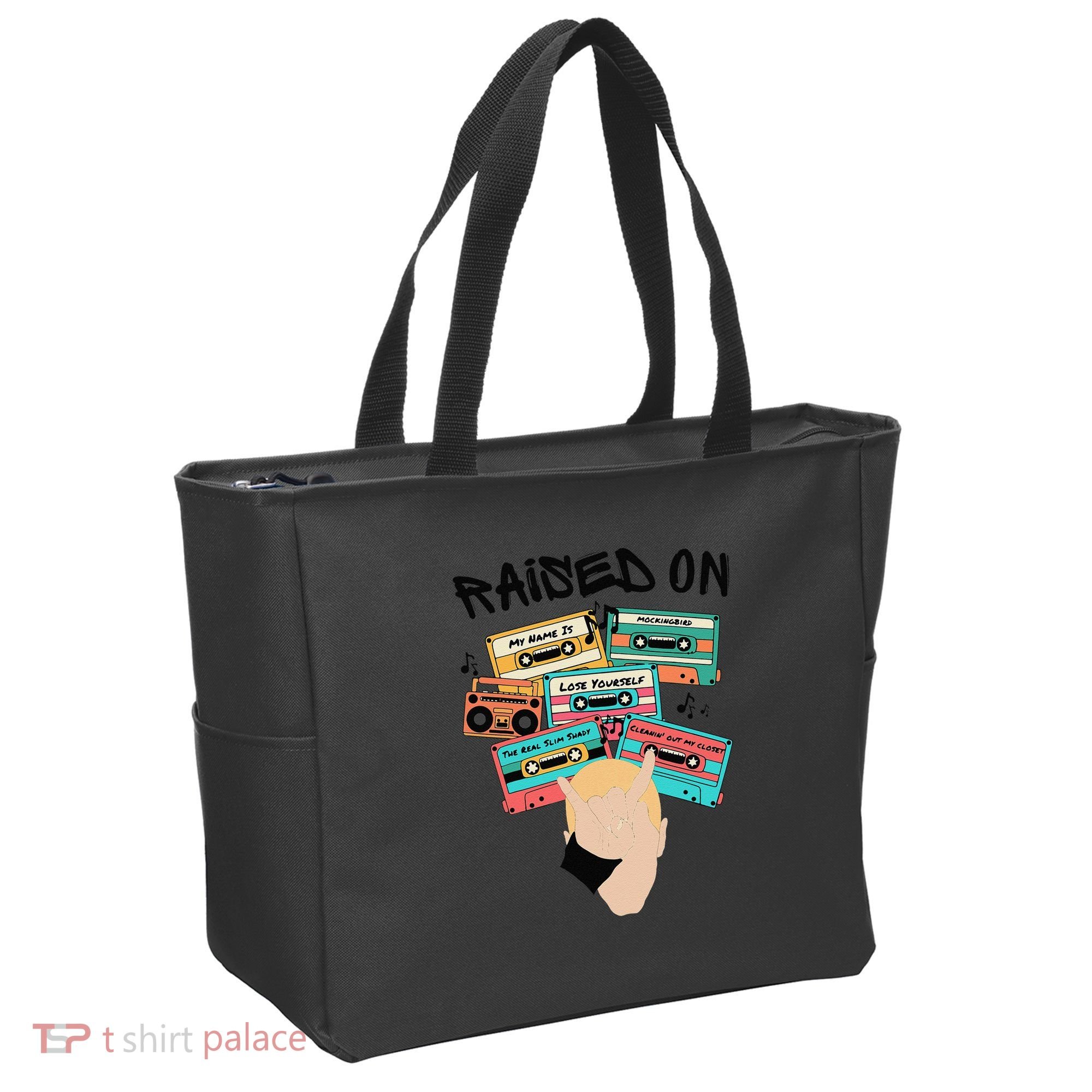 Raised On Slim Retro Cassettes Hip Hop Tote Bag