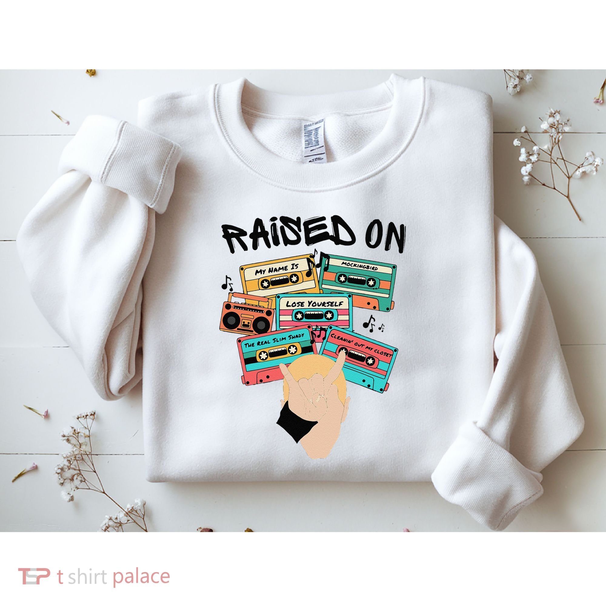 Raised On Slim Retro Cassettes Hip Hop Sweatshirt