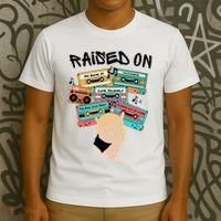 Raised On Slim Retro Cassettes Hip Hop T-Shirt thumb 3