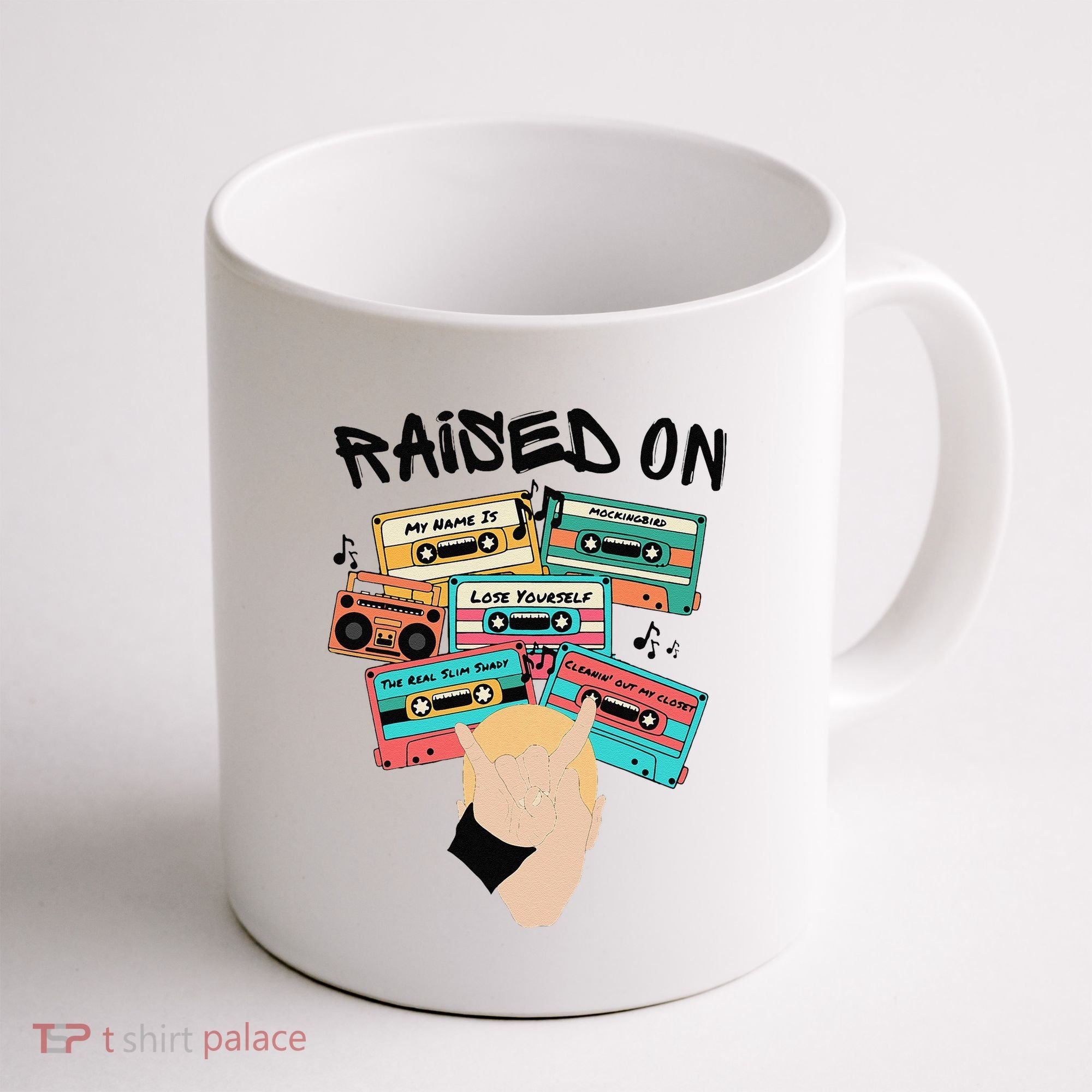 Raised On Slim Retro Cassettes Hip Hop Coffee Mug