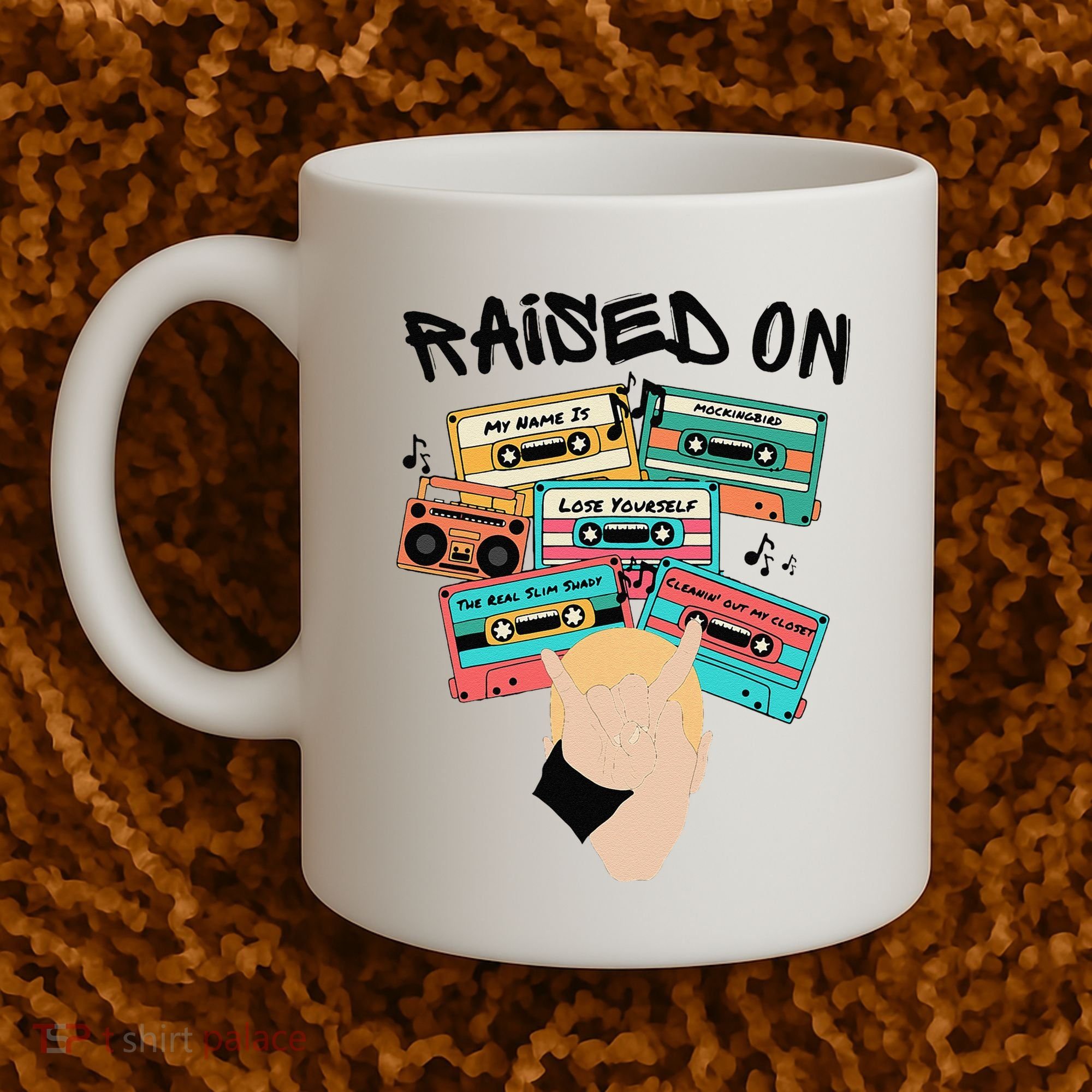 Raised On Slim Retro Cassettes Hip Hop Coffee Mug
