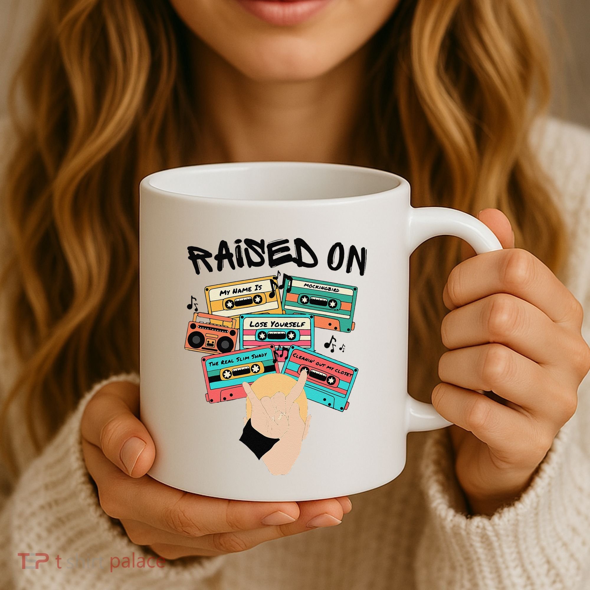 Raised On Slim Retro Cassettes Hip Hop Coffee Mug