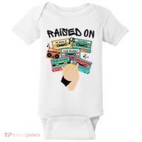 Raised On Slim Retro Cassettes Hip Hop Baby Bodysuit thumb 0