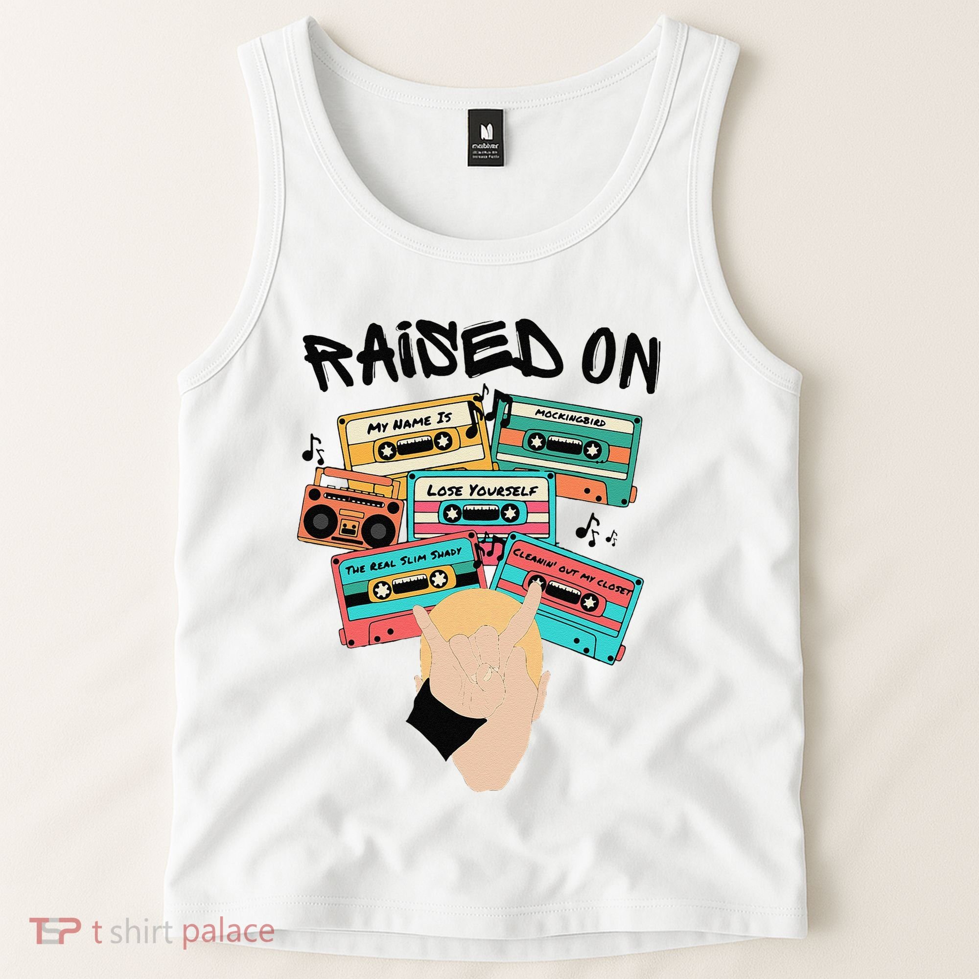 Raised On Slim Retro Cassettes Hip Hop Tank Top
