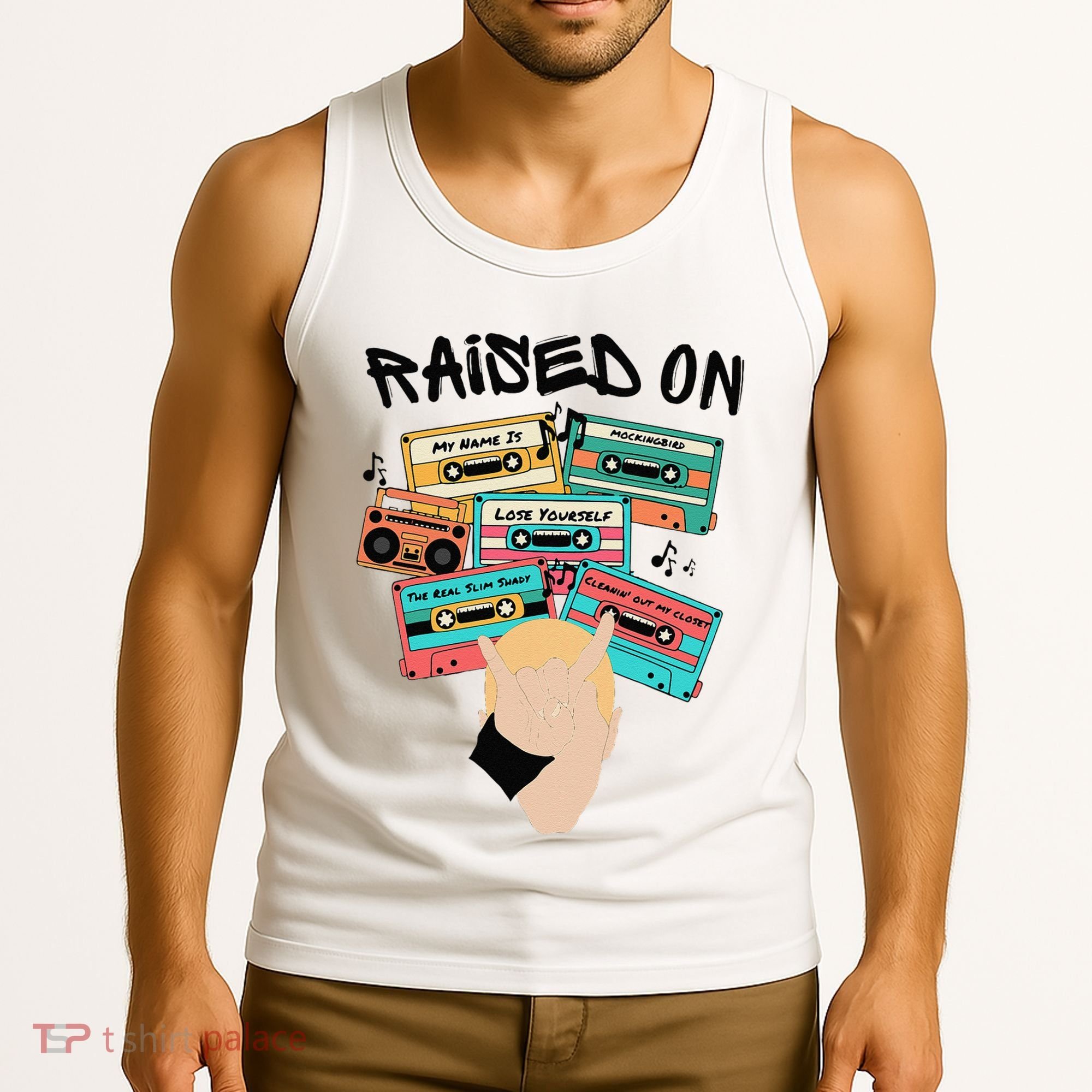 Raised On Slim Retro Cassettes Hip Hop Tank Top