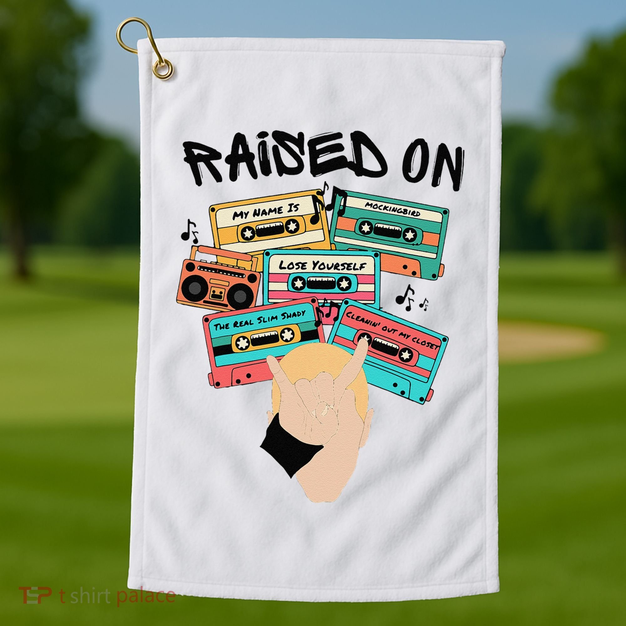 Raised On Slim Retro Cassettes Hip Hop Golf Towel