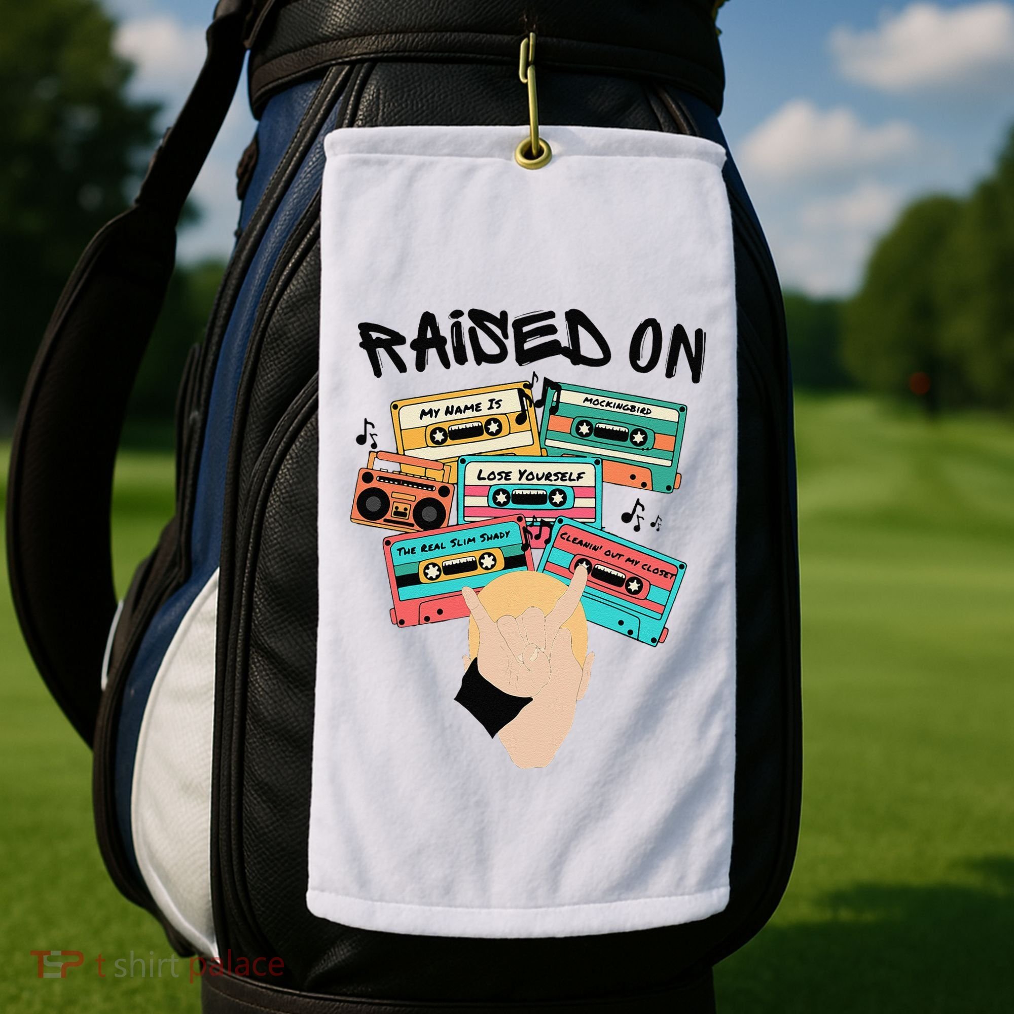 Raised On Slim Retro Cassettes Hip Hop Golf Towel