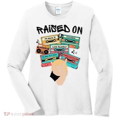 Raised On Slim Retro Cassettes Hip Hop Women's Long Sleeve Shirt