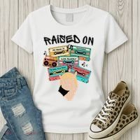 Raised On Slim Retro Cassettes Hip Hop Women's T-Shirt thumb 3