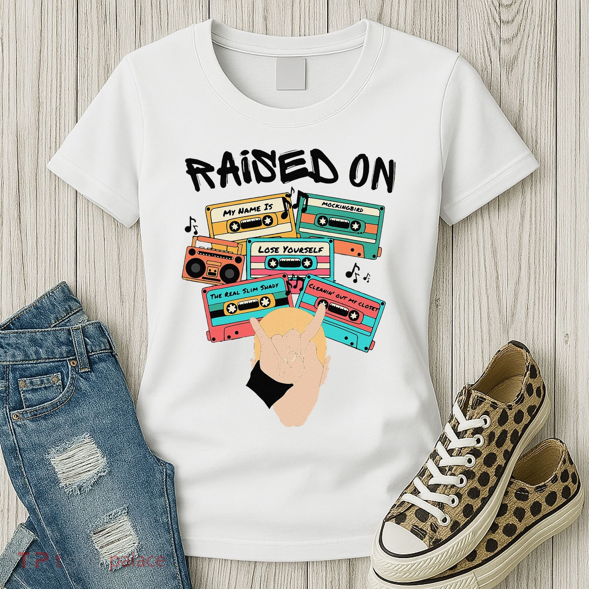 Raised On Slim Retro Cassettes Hip Hop Women's T-Shirt