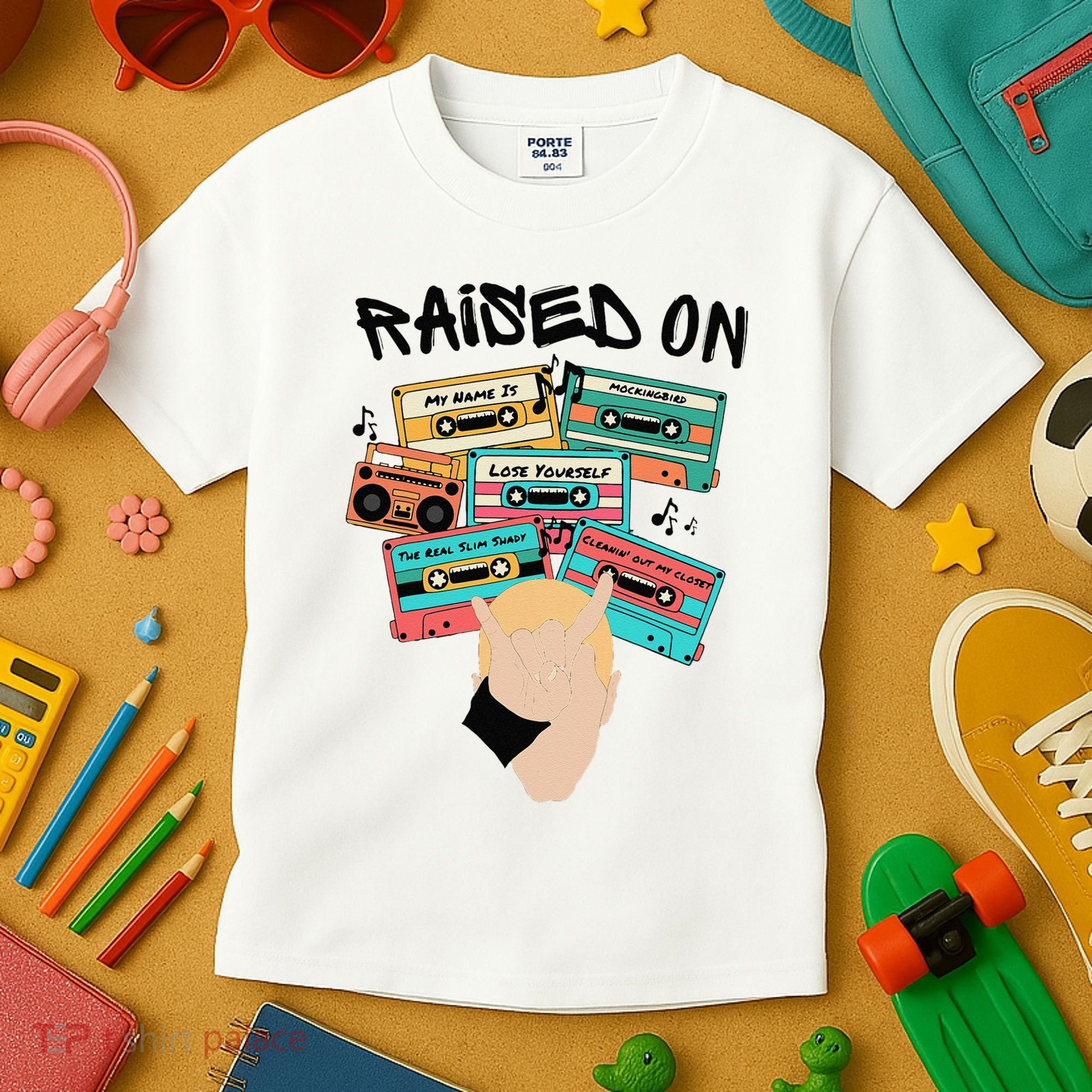 Raised On Slim Retro Cassettes Hip Hop Kids T-Shirt