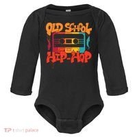 Retro Old School Hip Hop 80s 90s Graffiti Cassette Baby Long Sleeve Bodysuit thumb 0