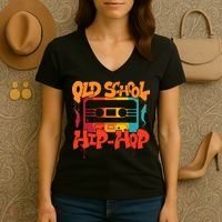 Retro Old School Hip Hop 80s 90s Graffiti Cassette Women's V-Neck T-Shirt thumb 3