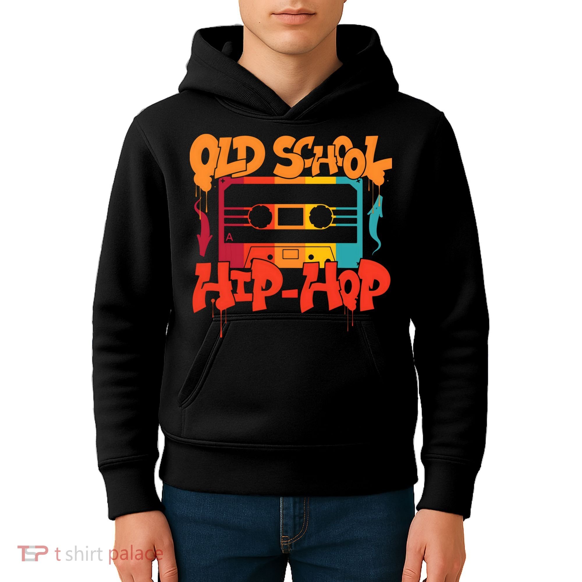 Retro Old School Hip Hop 80s 90s Graffiti Cassette Kids Hoodie