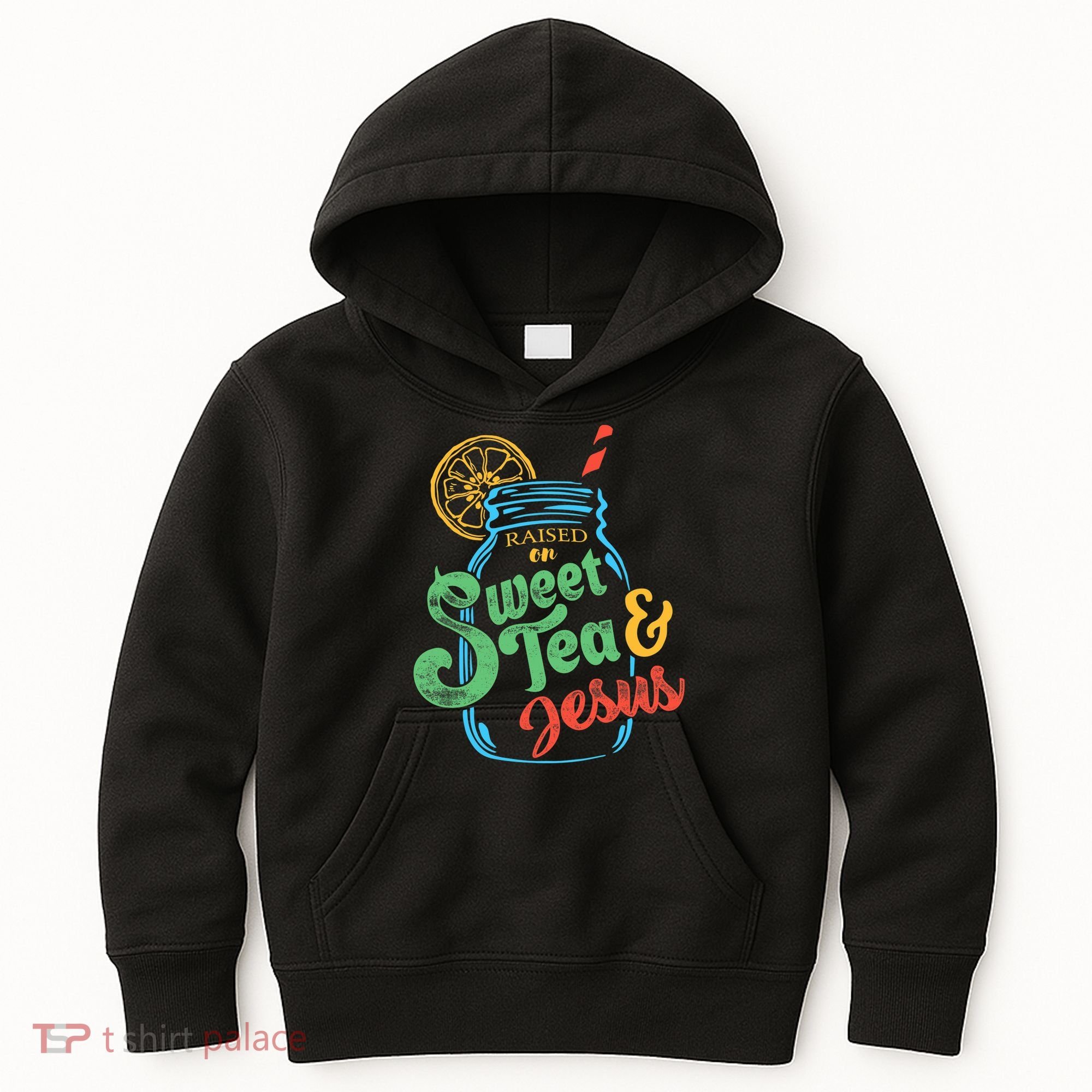 Raised On Sweet Tea & Jesus Kids Hoodie