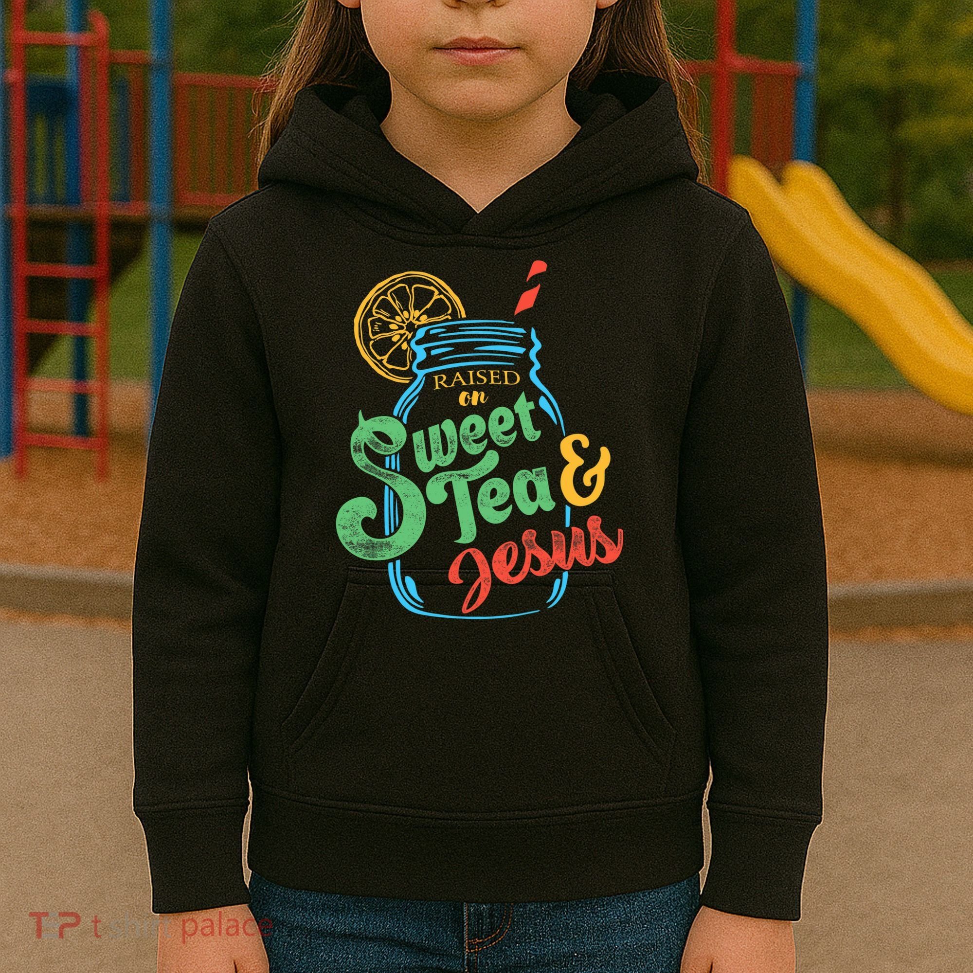 Raised On Sweet Tea & Jesus Kids Hoodie