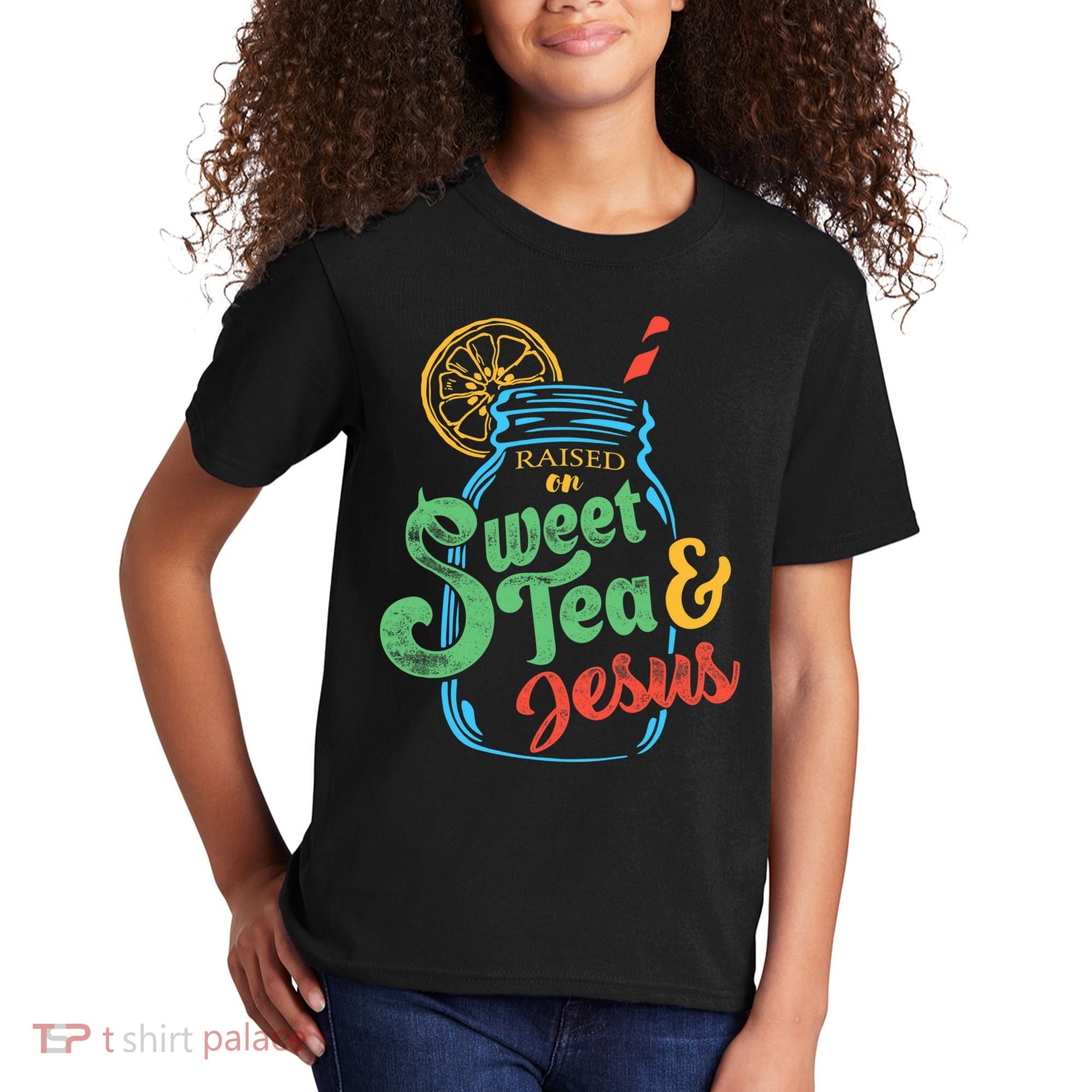 Raised On Sweet Tea & Jesus Kids T-Shirt