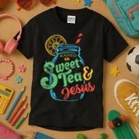 Raised On Sweet Tea & Jesus Kids T-Shirt thumb 3