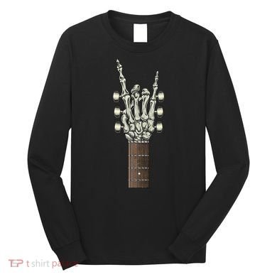 Rock On Skeleton Hand Guitar Rock & Roll Rock Band Long Sleeve Shirt