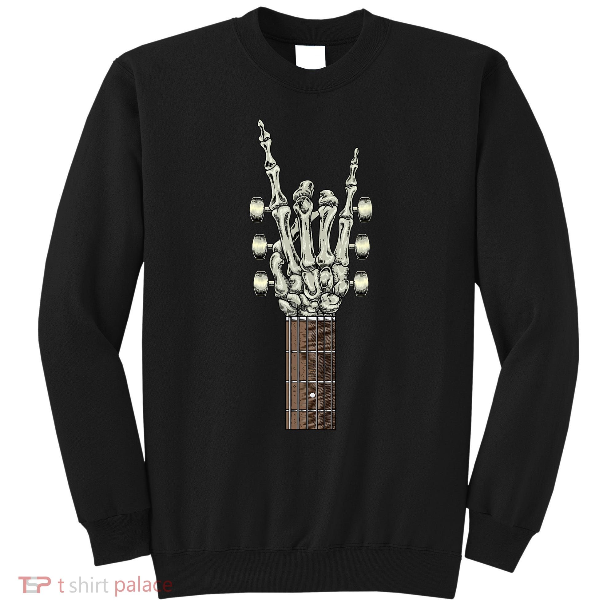 Rock On Skeleton Hand Guitar Rock & Roll Rock Band Sweatshirt