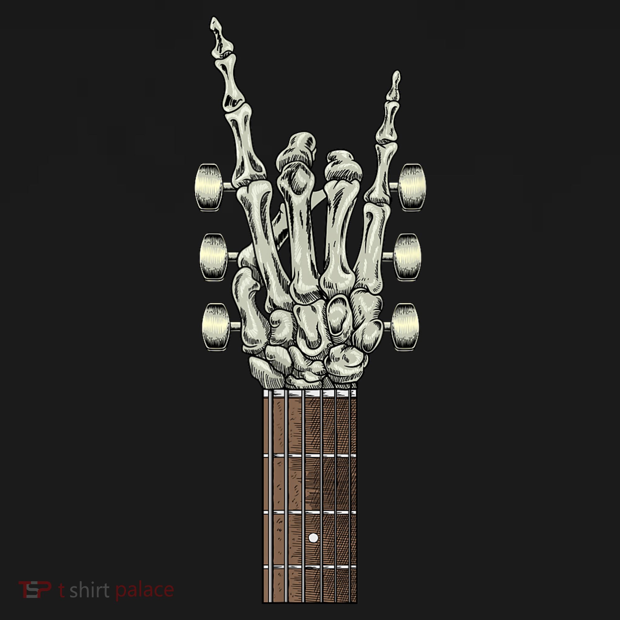 Rock On Skeleton Hand Guitar Rock & Roll Rock Band T-Shirt