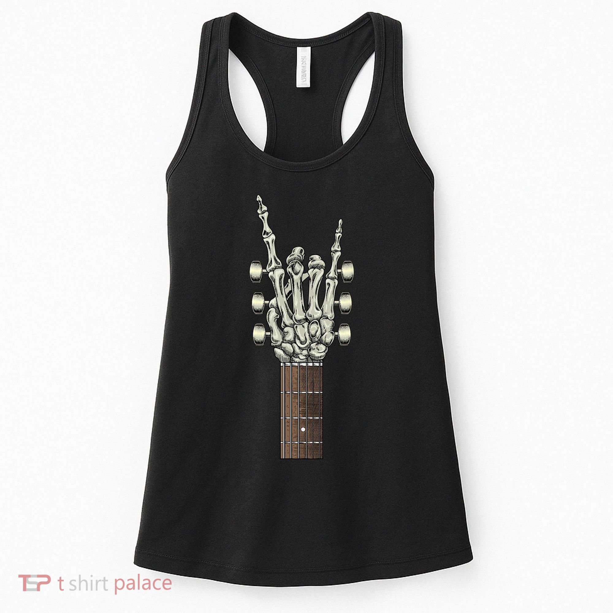 Rock On Skeleton Hand Guitar Rock & Roll Rock Band Women's Tank Top