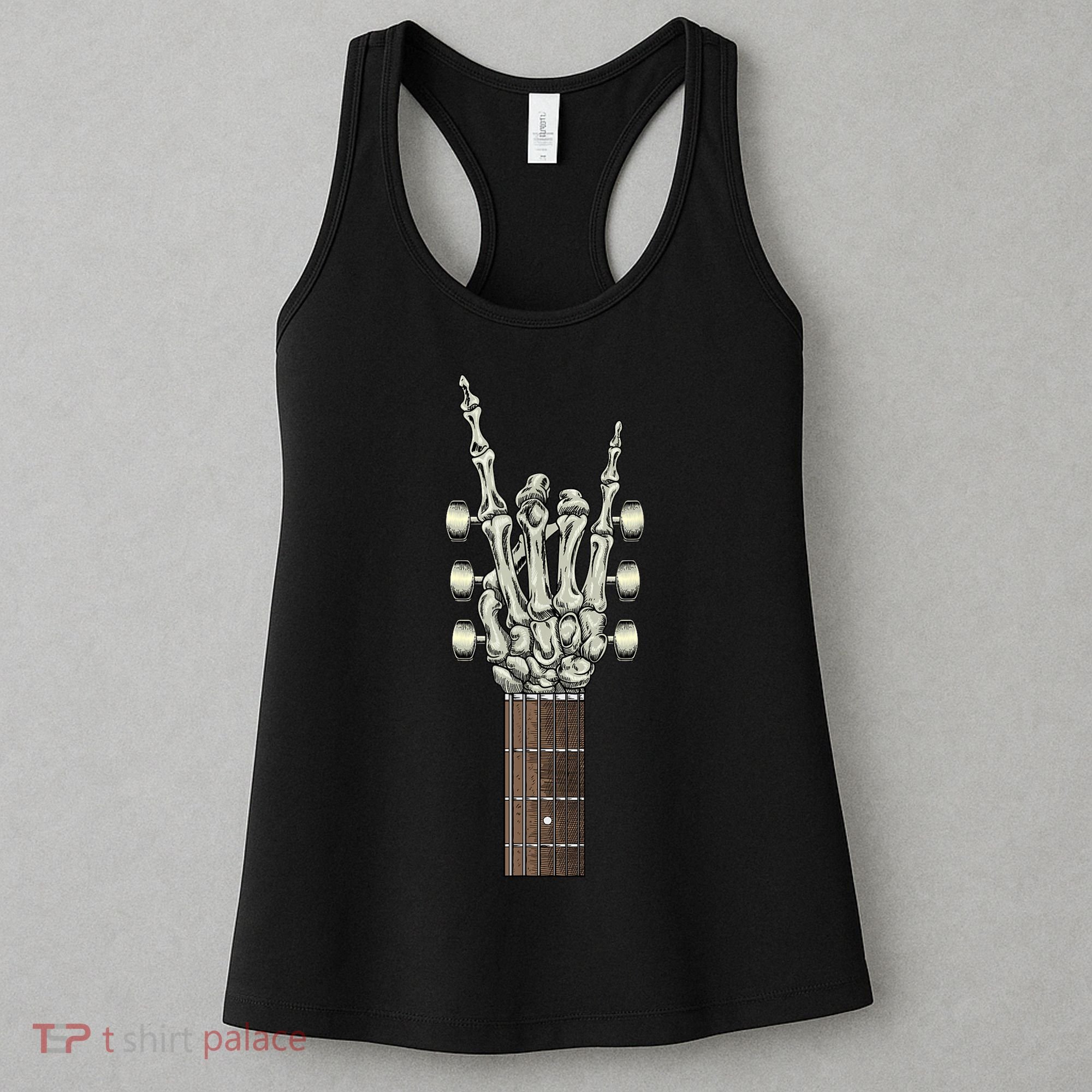 Rock On Skeleton Hand Guitar Rock & Roll Rock Band Women's Tank Top