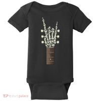 Rock On Skeleton Hand Guitar Rock & Roll Rock Band Baby Bodysuit thumb 0