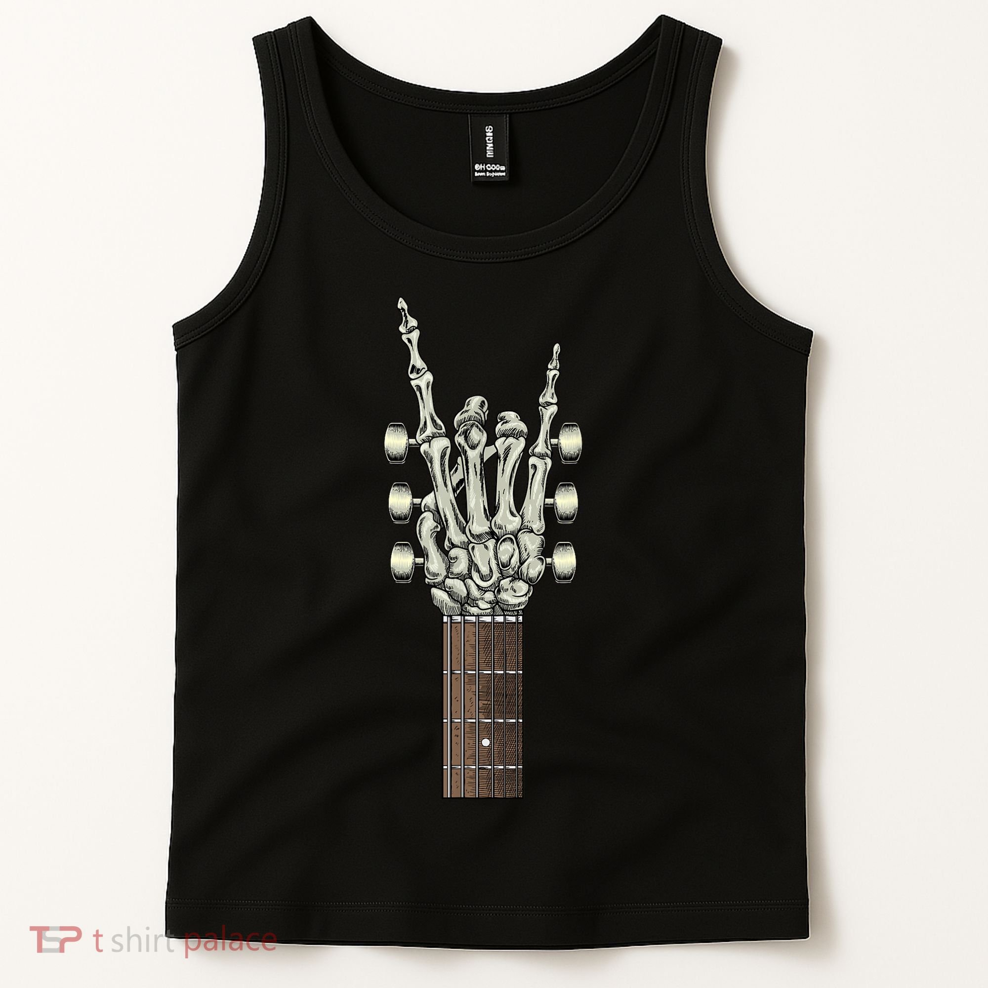 Rock On Skeleton Hand Guitar Rock & Roll Rock Band Tank Top
