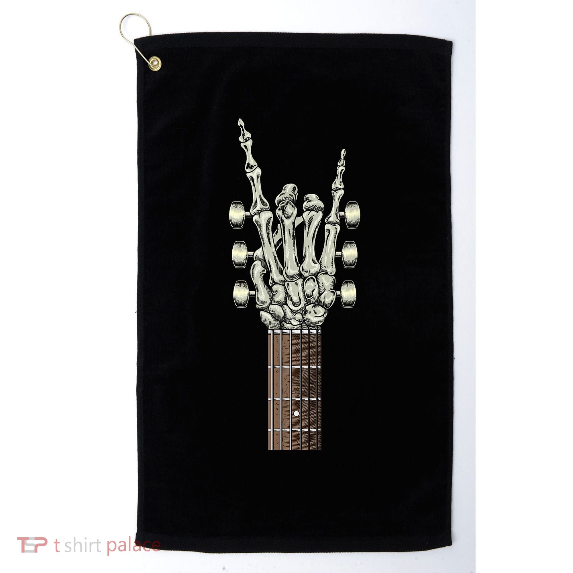 Rock On Skeleton Hand Guitar Rock & Roll Rock Band Golf Towel