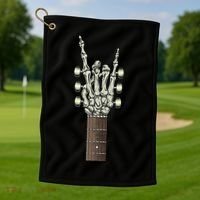Rock On Skeleton Hand Guitar Rock & Roll Rock Band Golf Towel thumb 1