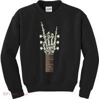 Rock On Skeleton Hand Guitar Rock & Roll Rock Band Kids Sweatshirt thumb 0