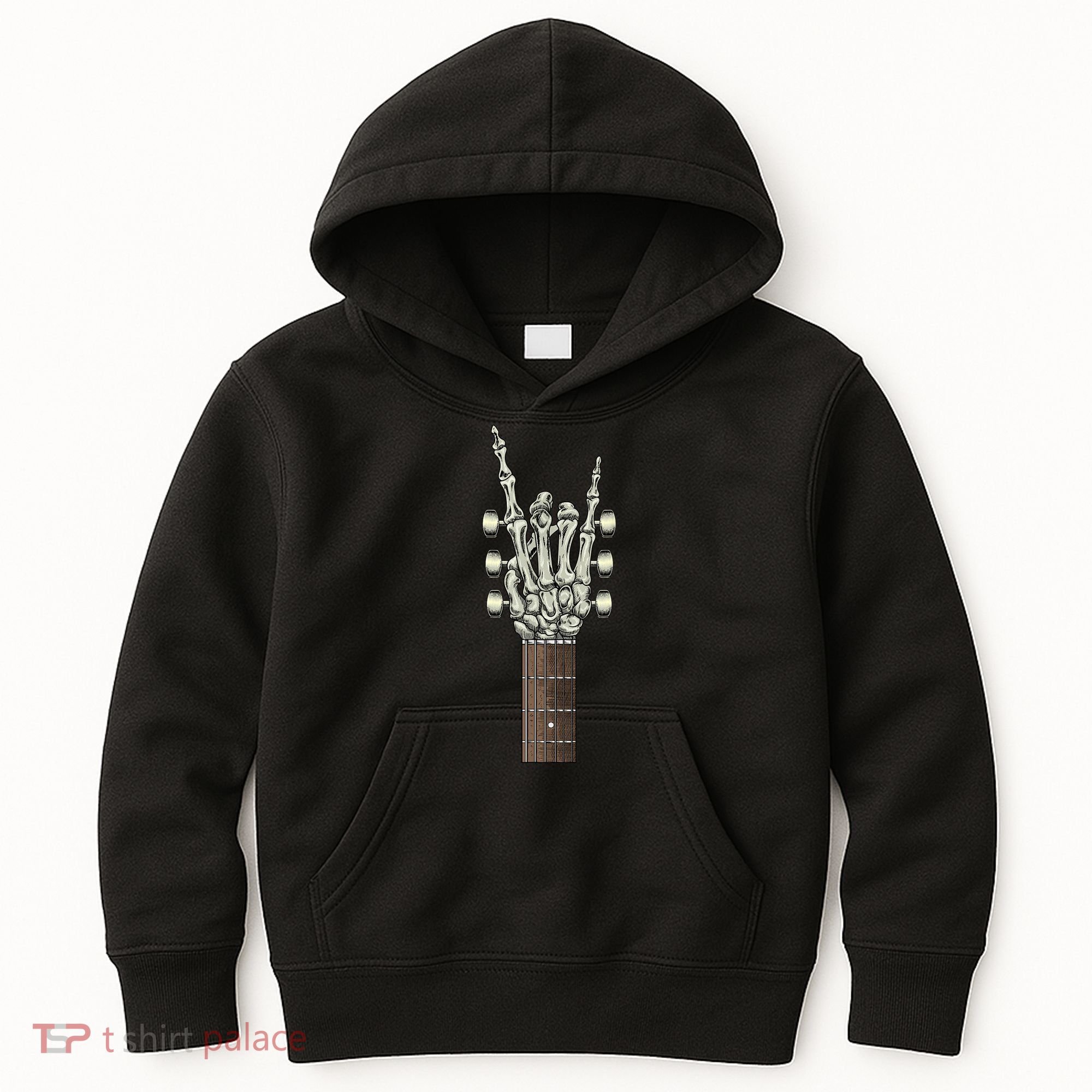 Rock On Skeleton Hand Guitar Rock & Roll Rock Band Kids Hoodie