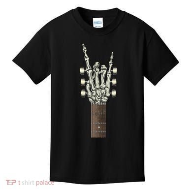 Rock On Skeleton Hand Guitar Rock & Roll Rock Band Kids T-Shirt