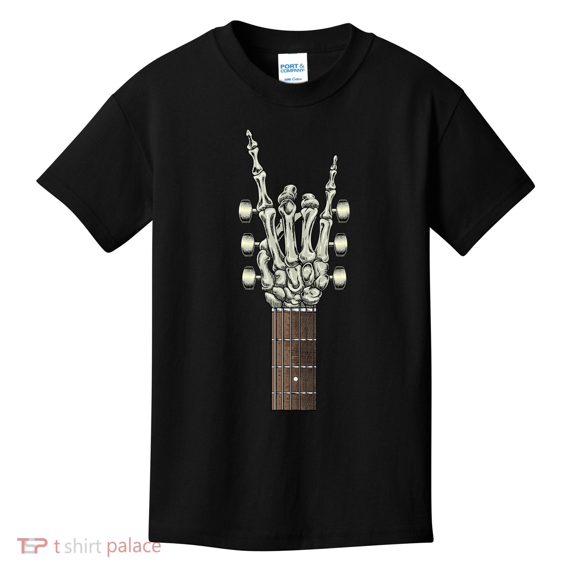 Rock On Skeleton Hand Guitar Rock & Roll Rock Band Kids T-Shirt