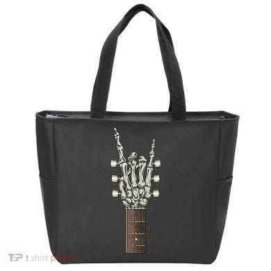 Rock On Skeleton Hand Guitar Rock & Roll Rock Band Tote Bag