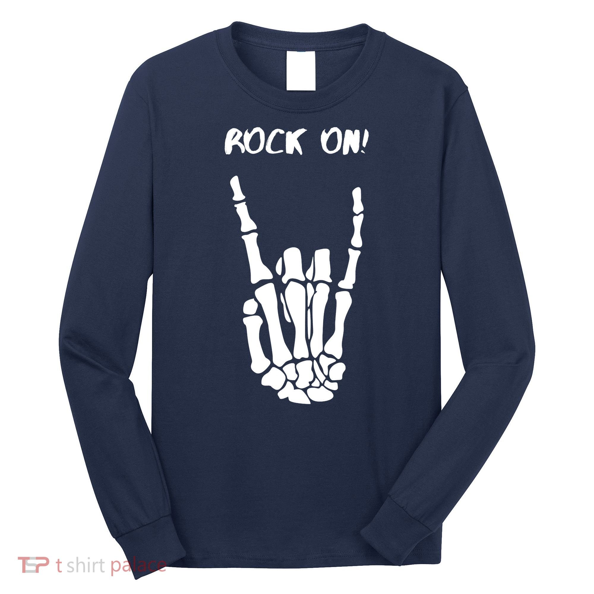 Rock On Skeleton Rock And Roll Halloween Costume Idea Long Sleeve Shirt