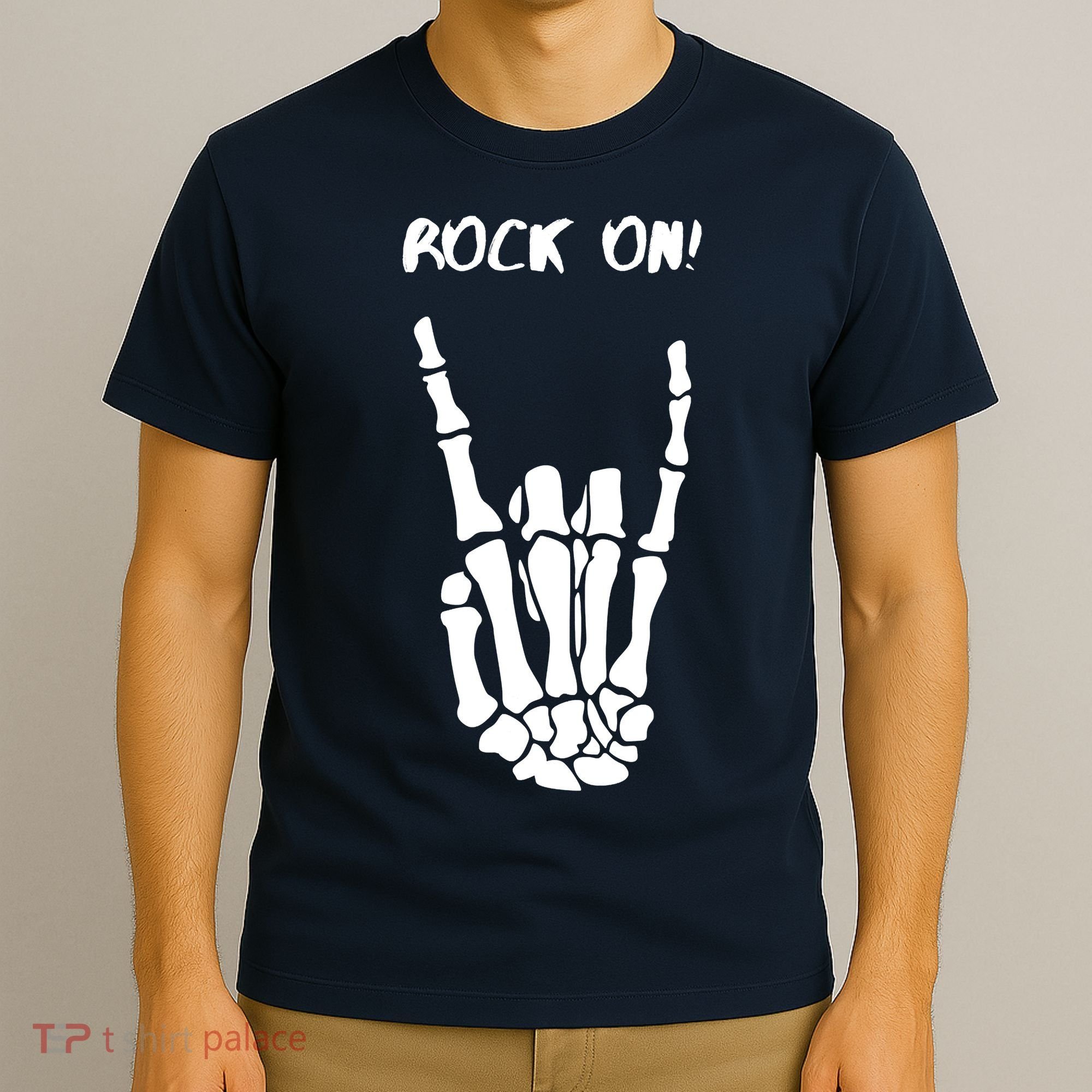 Rock On Skeleton Rock And Roll Halloween Costume Idea T-Shirt