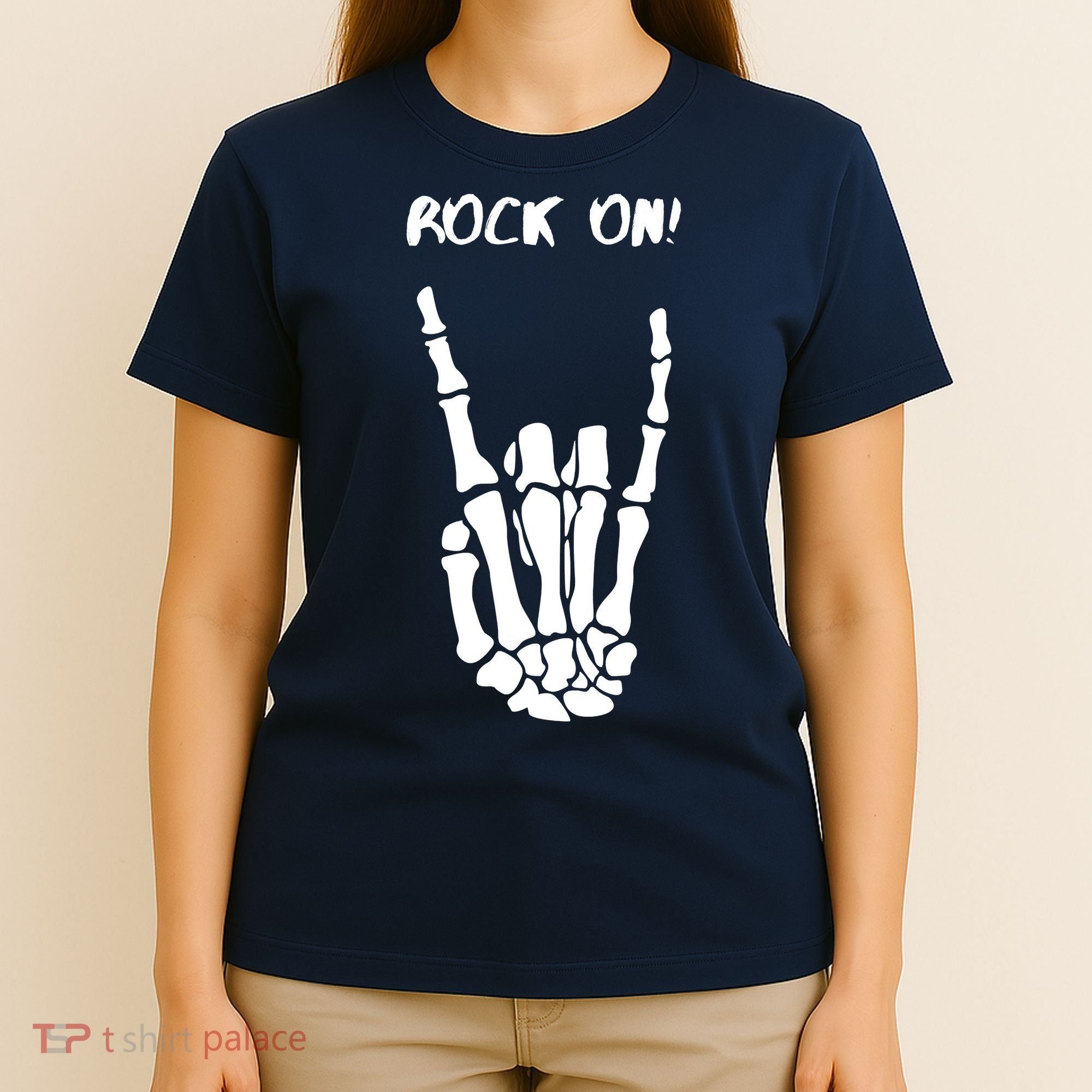 Rock On Skeleton Rock And Roll Halloween Costume Idea T-Shirt