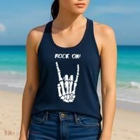 Rock On Skeleton Rock And Roll Halloween Costume Idea Women's Tank Top thumb 2