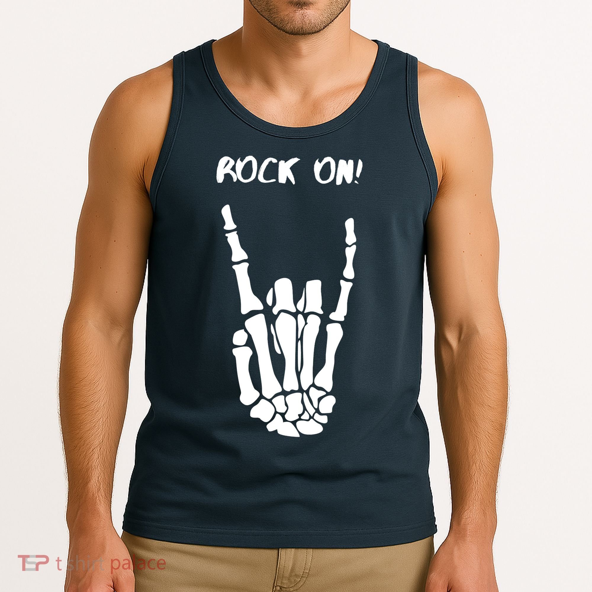 Rock On Skeleton Rock And Roll Halloween Costume Idea Tank Top
