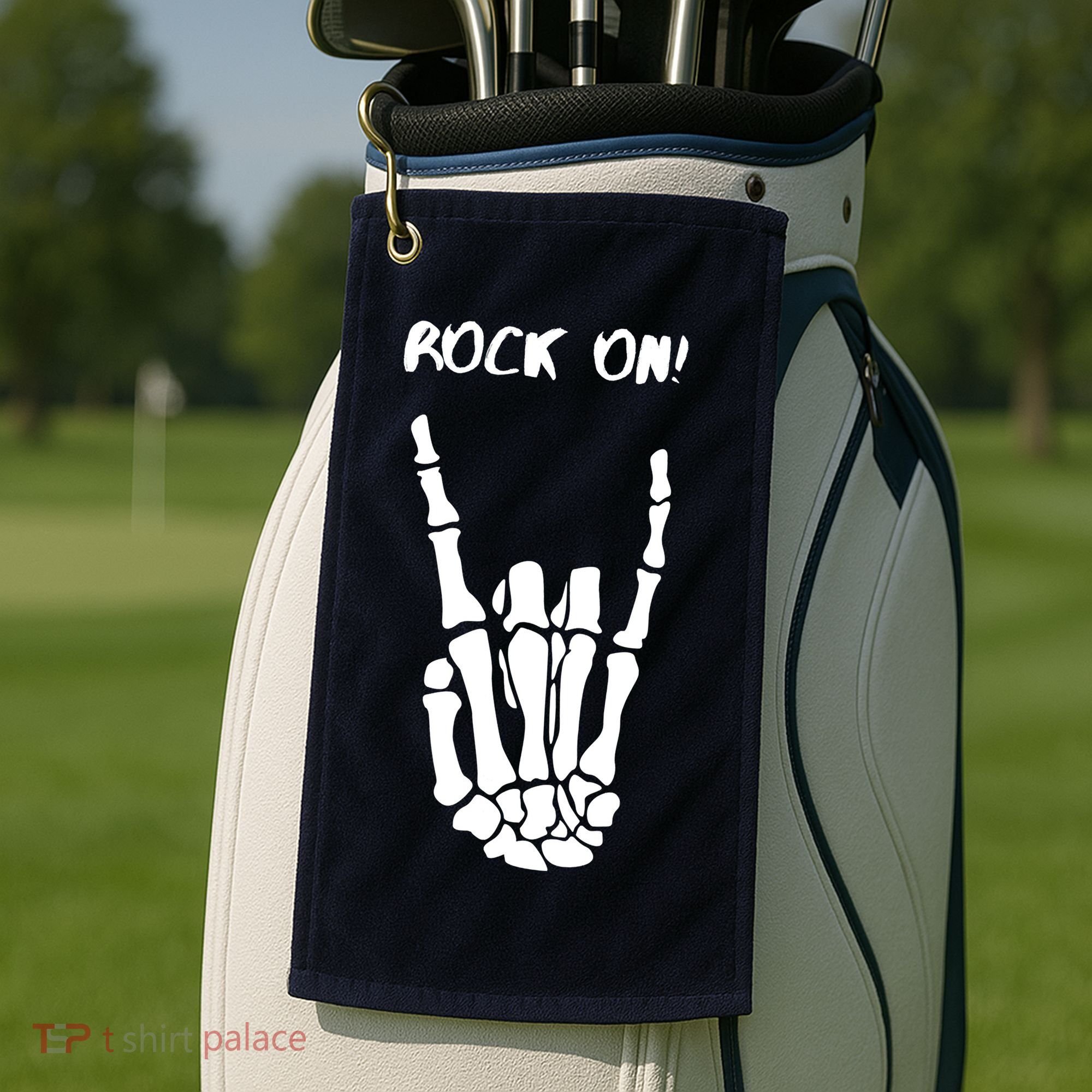 Rock On Skeleton Rock And Roll Halloween Costume Idea Golf Towel